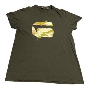 G-Star RAW Shirt Mens XL Green Camouflage Graphic Tee RAW Logo Urban Streetwear